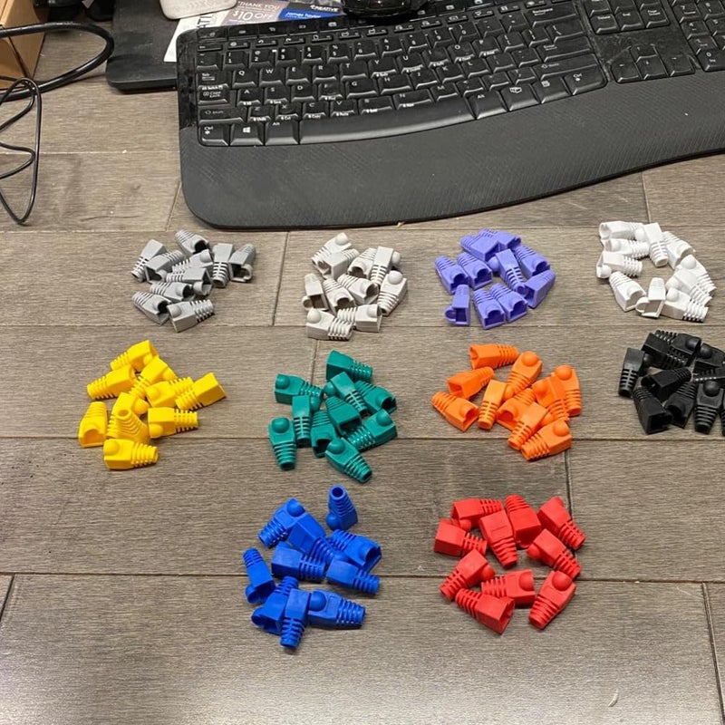 YXQ 100 Pcs Cat5E CAT6 RJ45 Ethernet Network Cable Strain Relief Boots Cable Connector Plug Cover (10 Colors) - Image 2